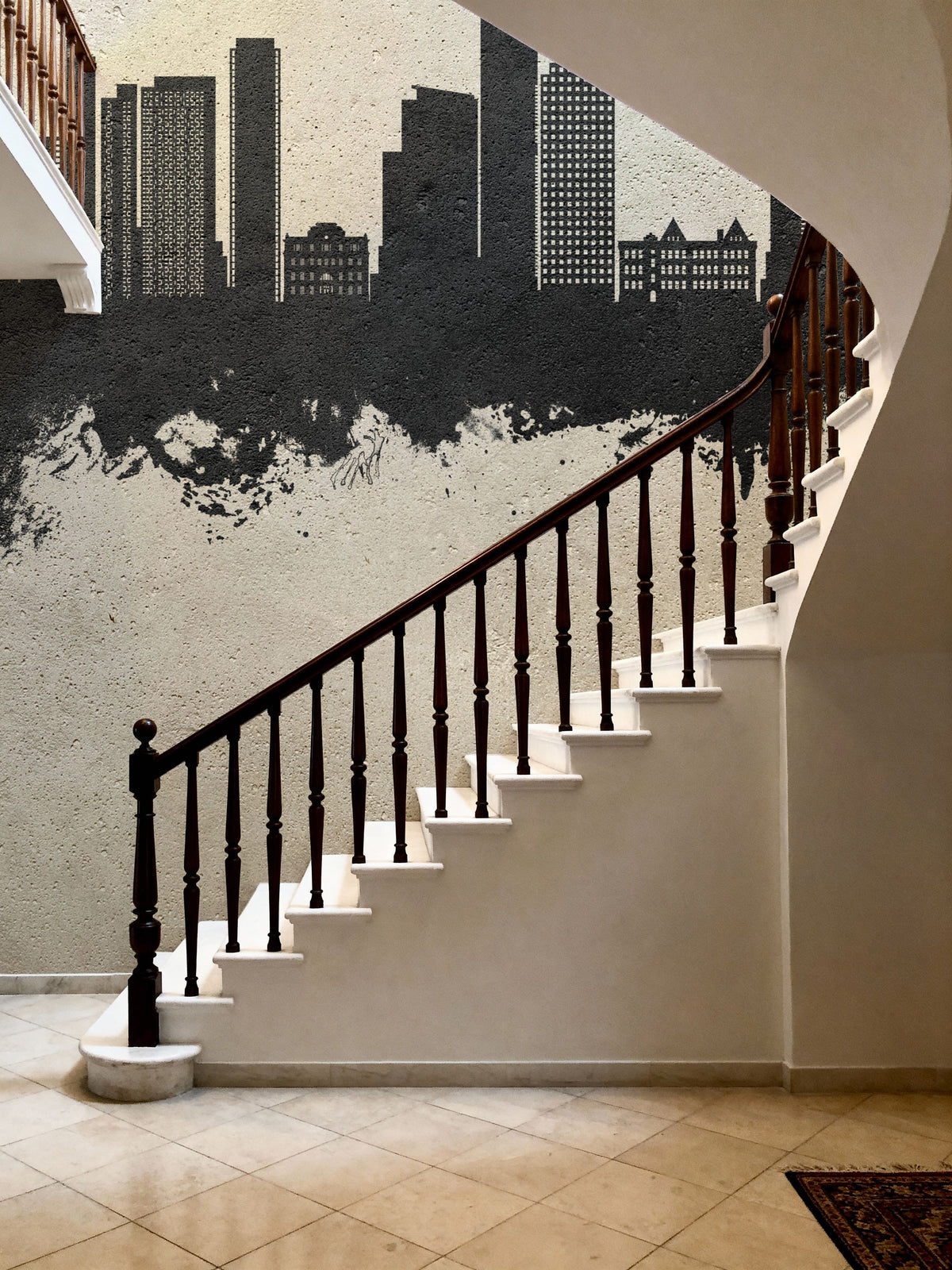 Queens New York Skyline Concrete Mural Wallpaper - room preview 05