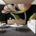 Tulip on Black Mural Wallpaper - room preview 05