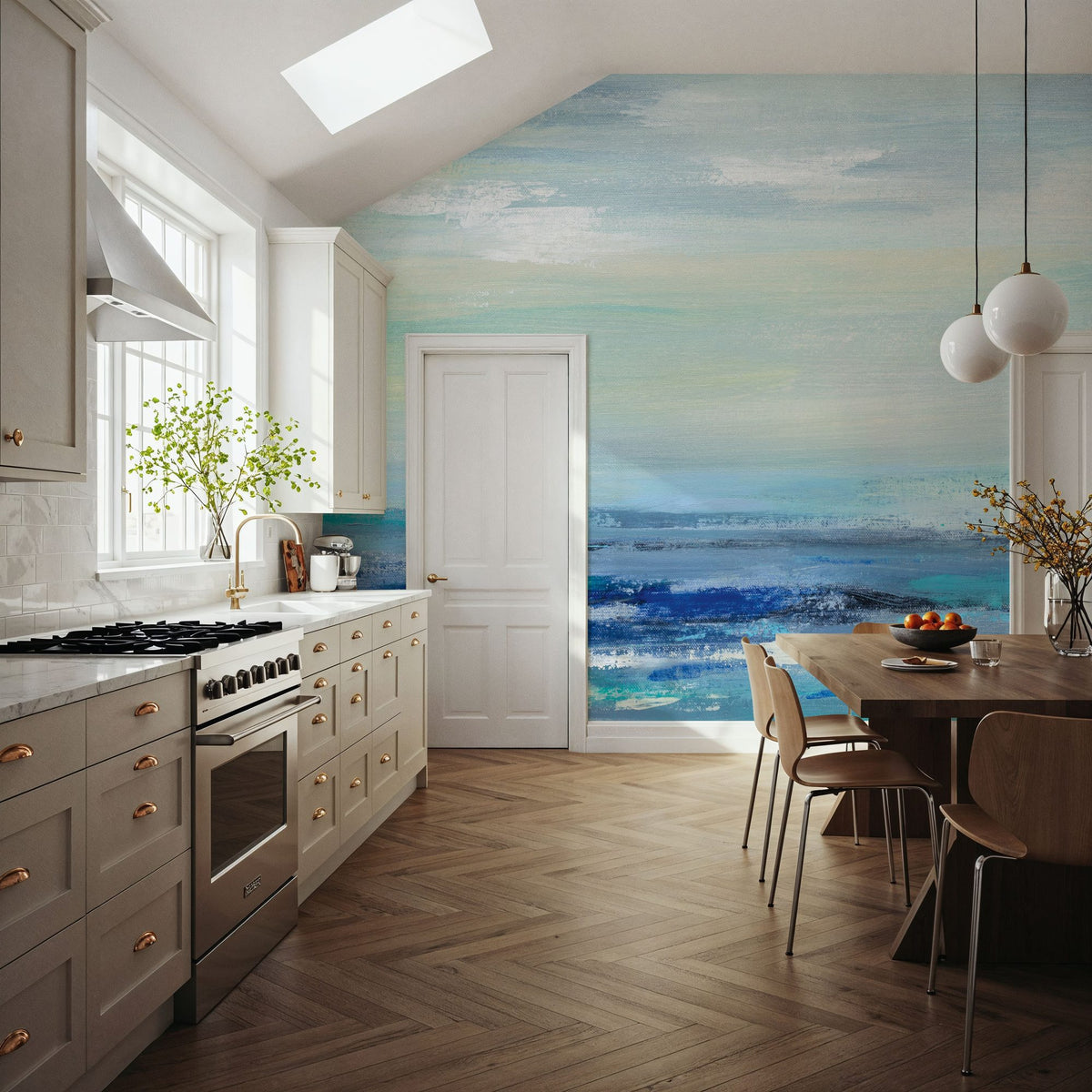 Turquoise Sea Waves I Mural Wallpaper - room preview 05