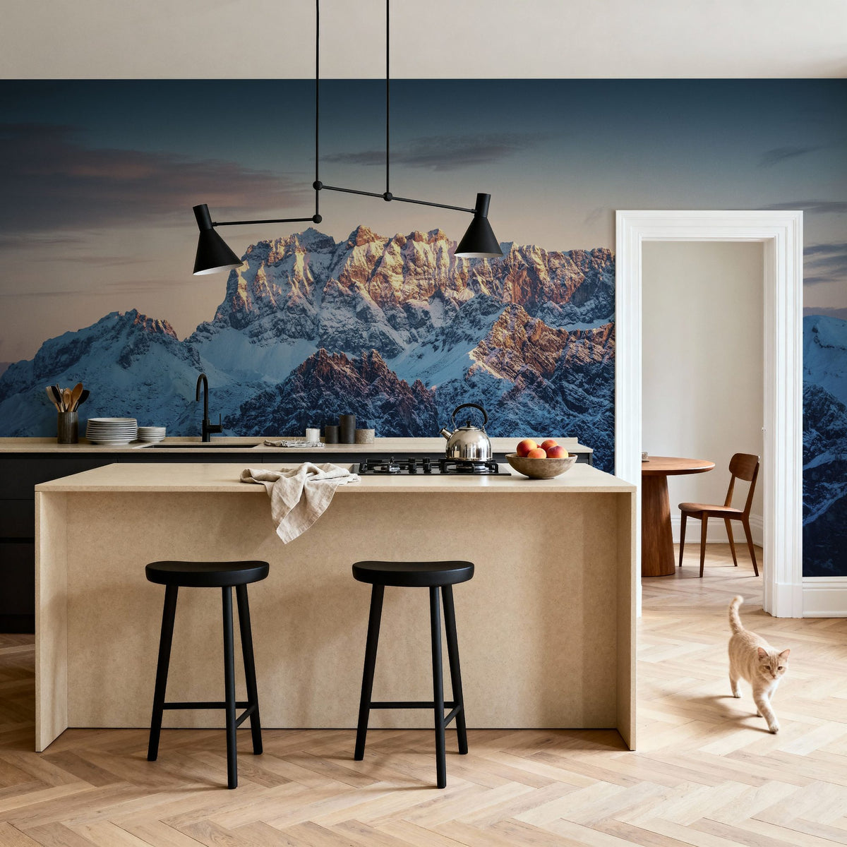 Sunlit Mountain Mural Wallpaper - room preview 05