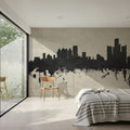 Detroit Michigan Skyline Concrete Mural Wallpaper - room preview 05