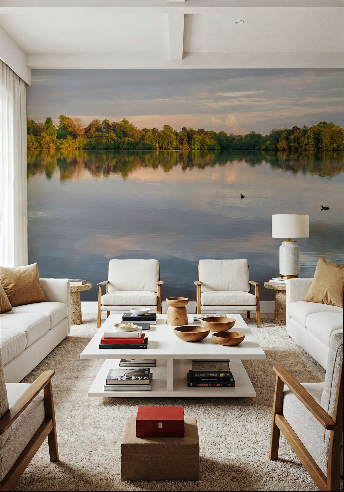 Lakeside Reflection Mural Wallpaper - room preview 05