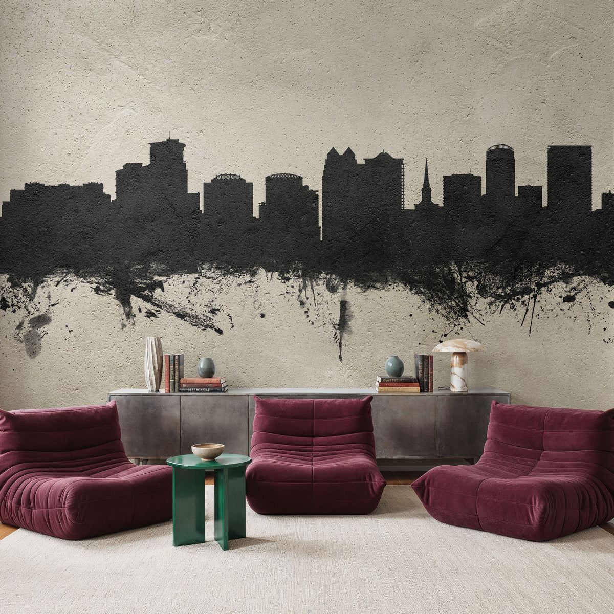 Orlando Florida Skyline Concrete Mural Wallpaper - room preview 05