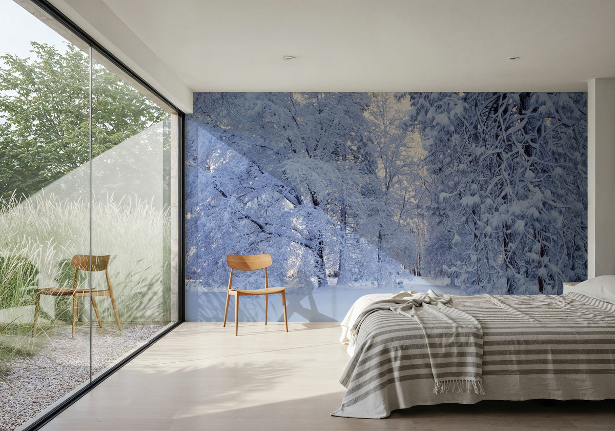 Snow-Laden Forest Mural Wallpaper - room preview 05