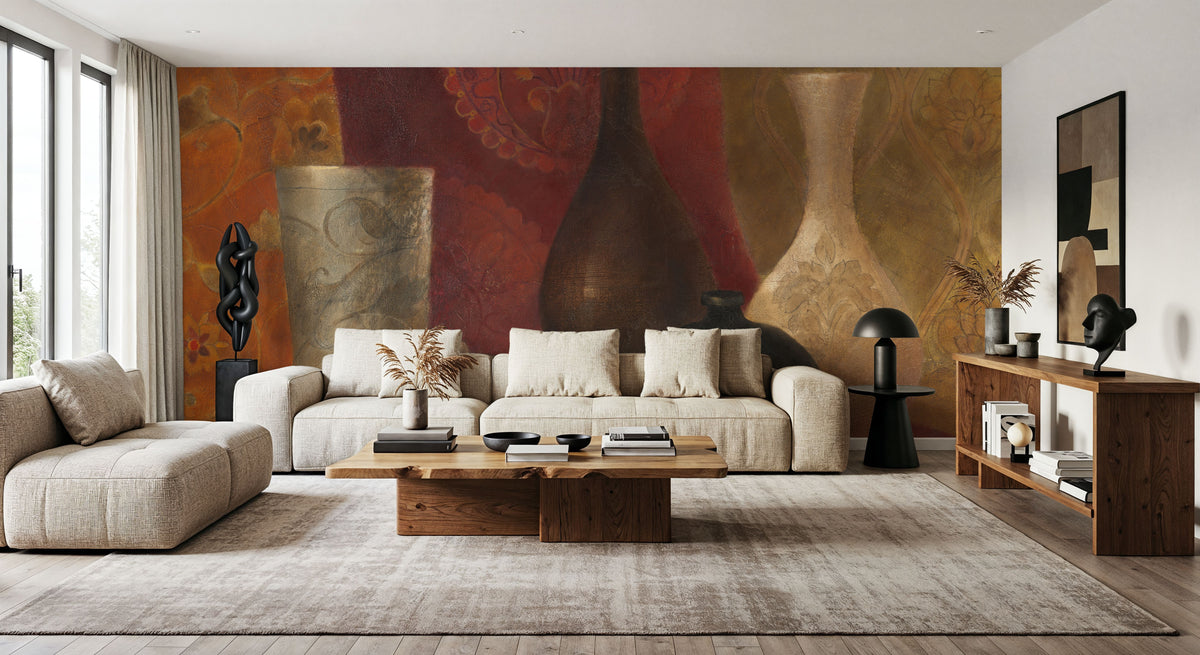 Patterned Vessels Mural Wallpaper - room preview 05