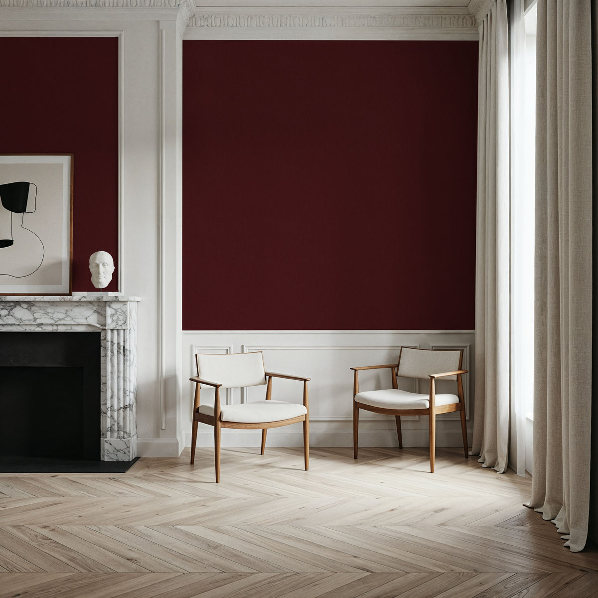 Faux Sand Stucco Finish, Burgundy Mural Wallpaper - room preview 05