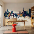 Prague (Praha) Czech Republic Skyline Blue & Bronze Mural Wallpaper - room preview 05
