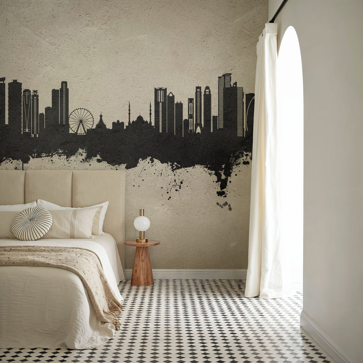 Sharjah Skyline Concrete Mural Wallpaper - room preview 05