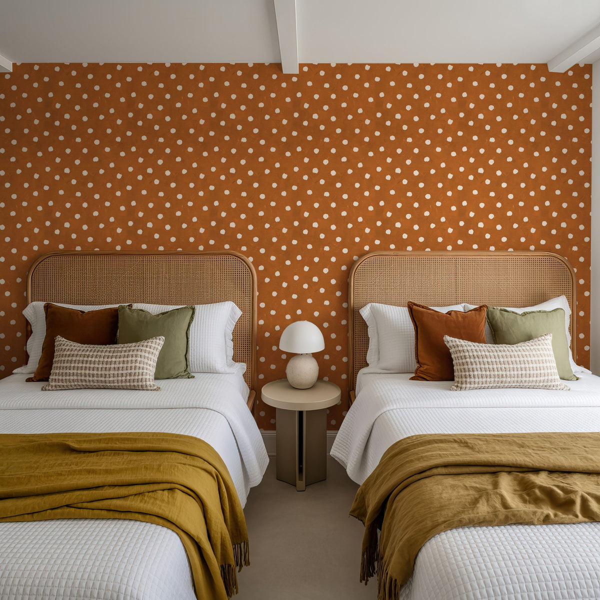 Autumn Dots Light Brown Mural Wallpaper - room preview 05