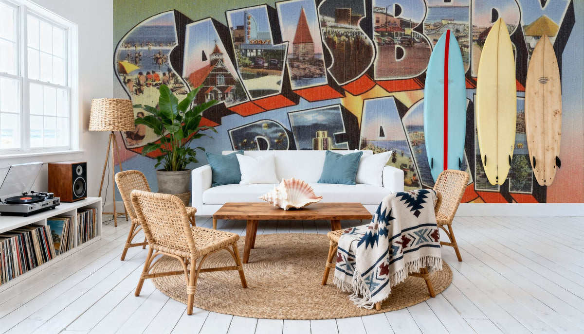 Greetings From Salisbury Beach Mural Wallpaper - room preview 05