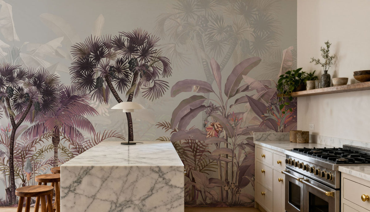 Tropical Forest Strolls Blue Mural Wallpaper - room preview 05