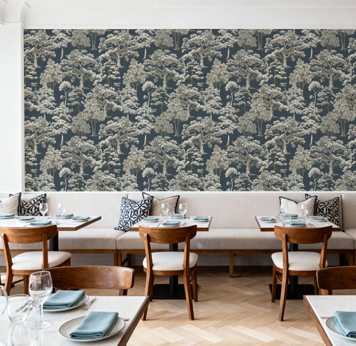 Park Trees, Blue Mural Wallpaper - room preview 05