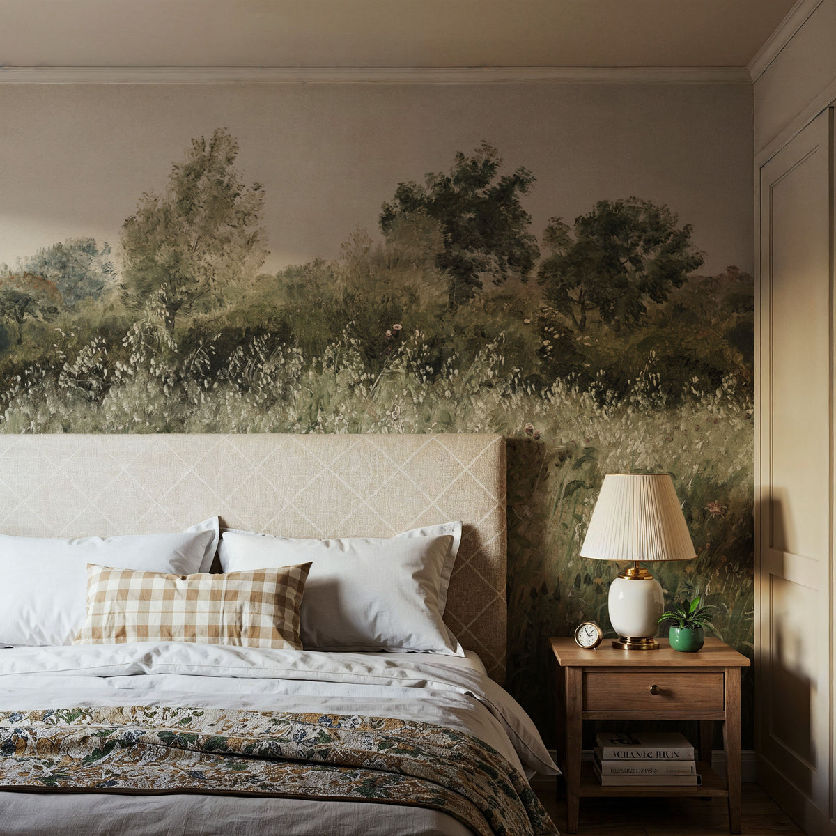 Meadow Whisper, Grass Green Mural Wallpaper - room preview 05