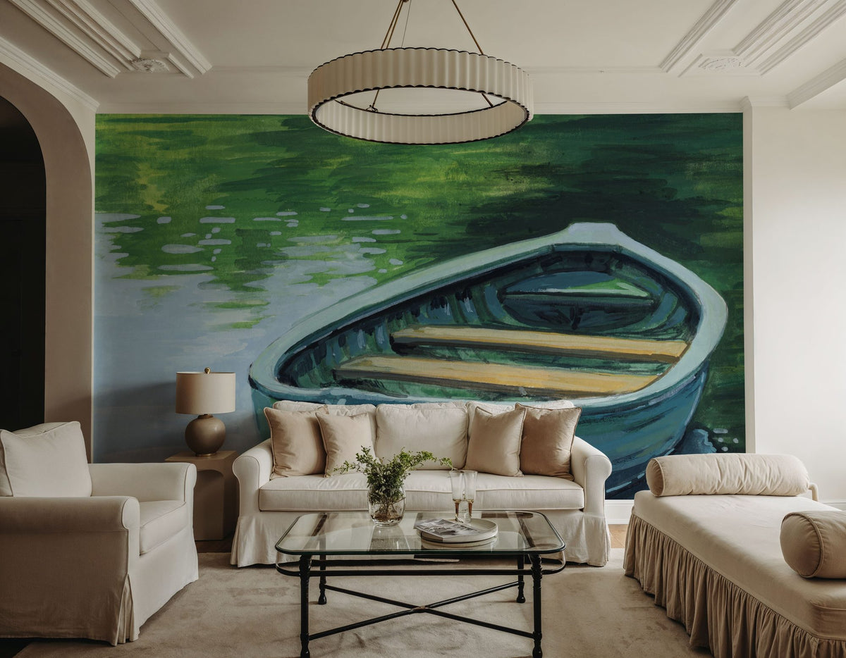 Still Boat in the Lake Mural Wallpaper - room preview 05