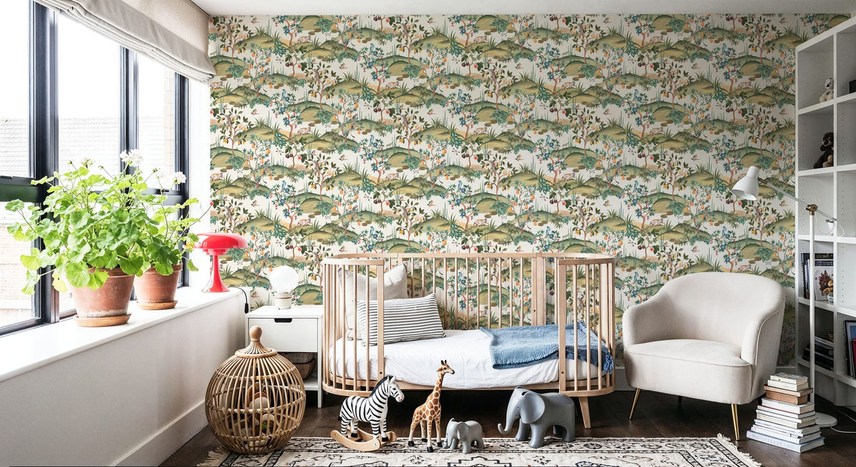 Orchard Reverie Pattern, Cream Mural Wallpaper - room preview 05