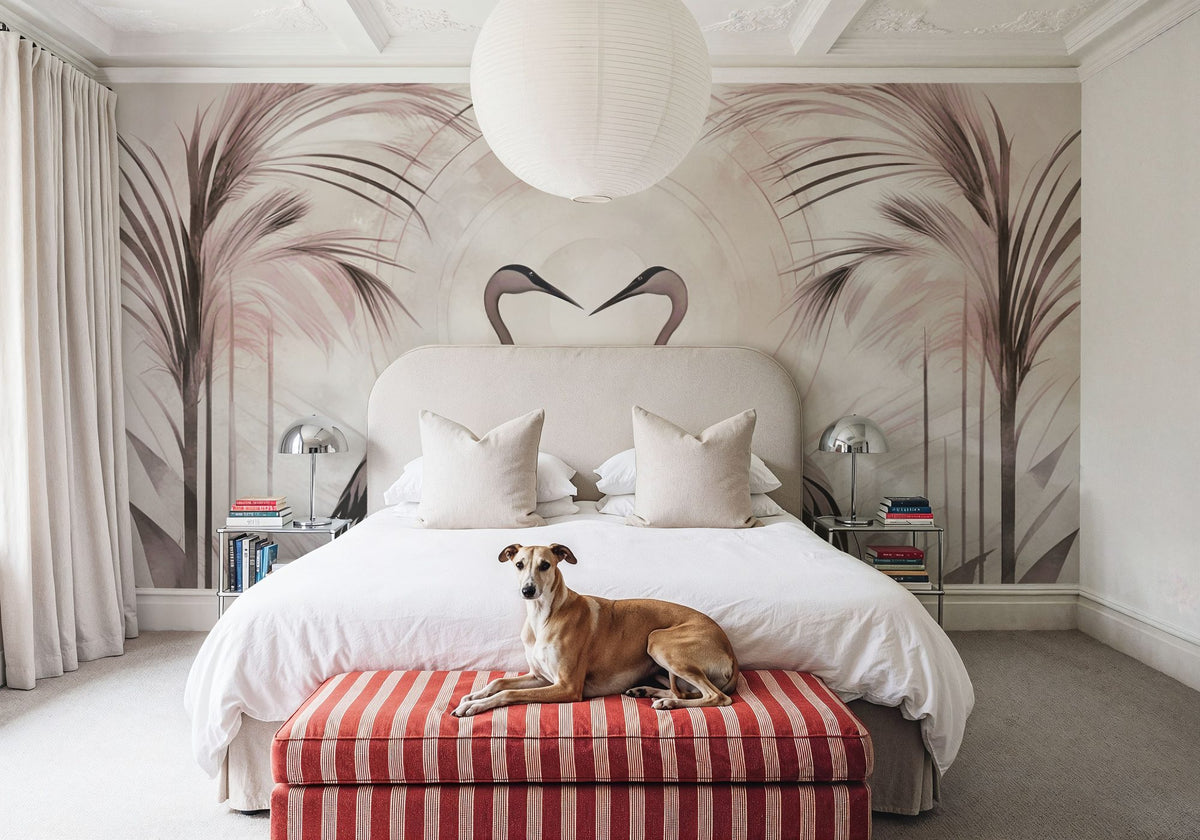 Cranes At Sunset Smoke Mural Wallpaper - room preview 05