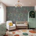 Jungle Leopards Washed Green Mural Wallpaper - room preview 05