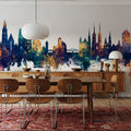 Wroclaw Poland Skyline Blue & Bronze Mural Wallpaper - room preview 05