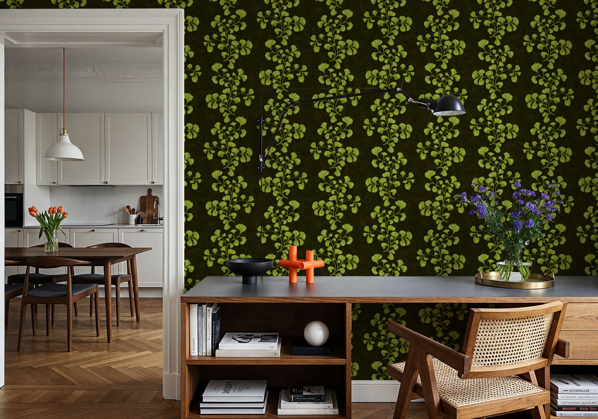 Fern Stripes, Fresh Green Mural Wallpaper - room preview 05