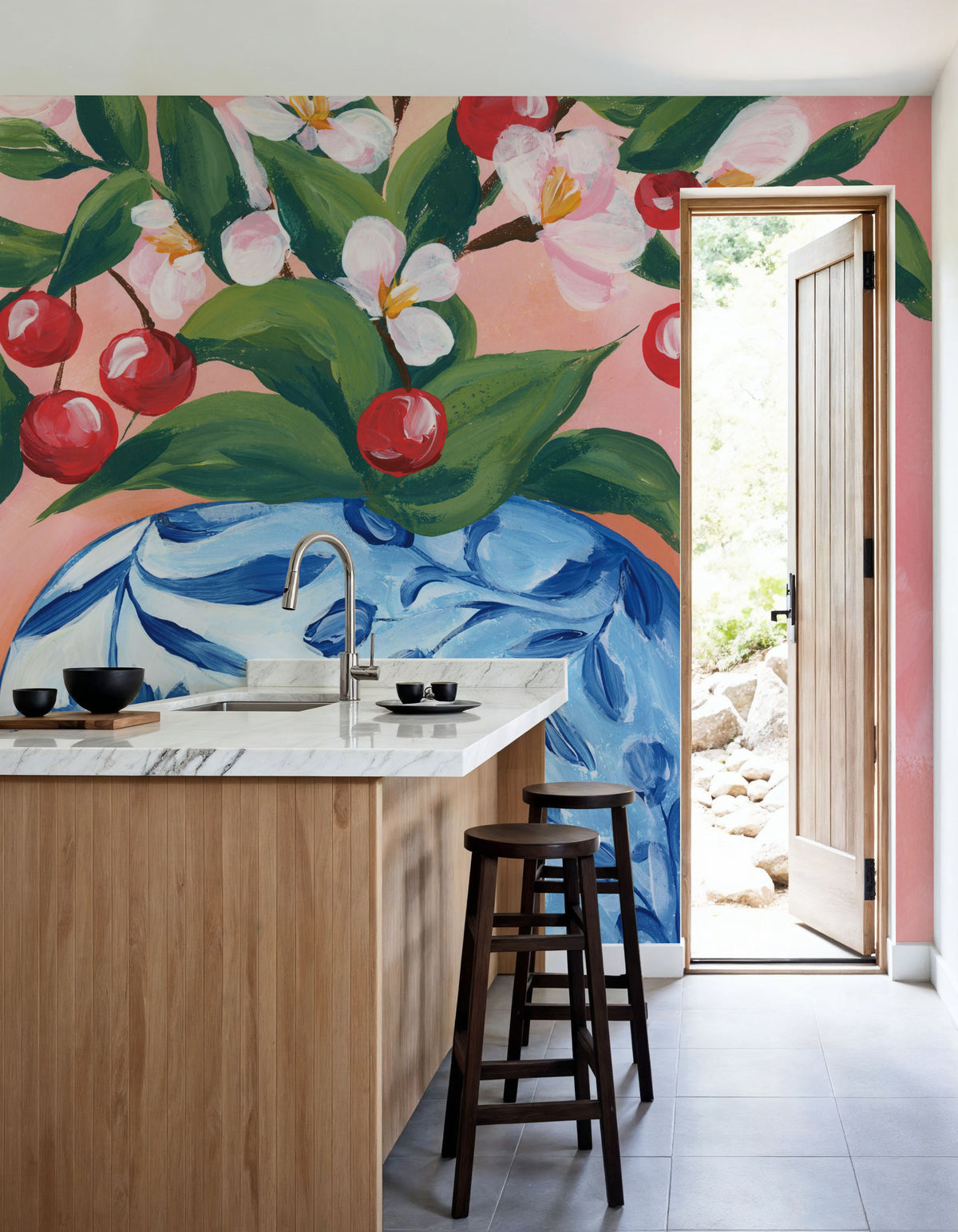 Blooming Cherry Vase Mural Wallpaper - room preview 05
