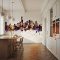 Edmonton Canada Skyline Purple & Gold Mural Wallpaper - room preview 05