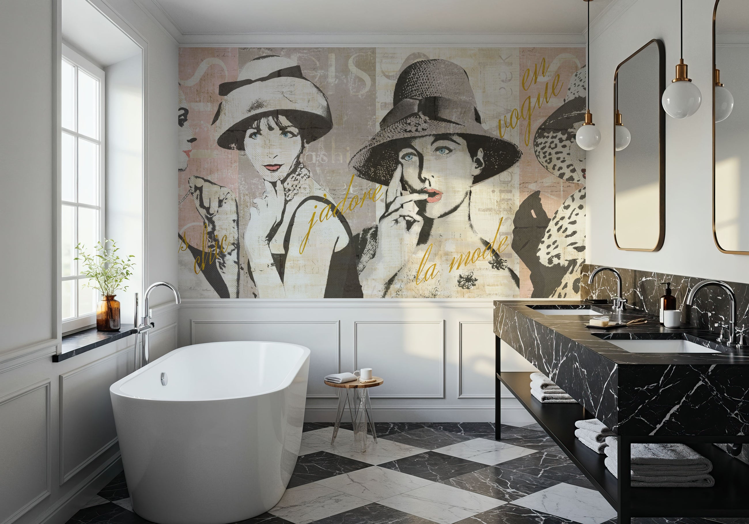 Fashion Week Paris Halftone V Mural Wallpaper
