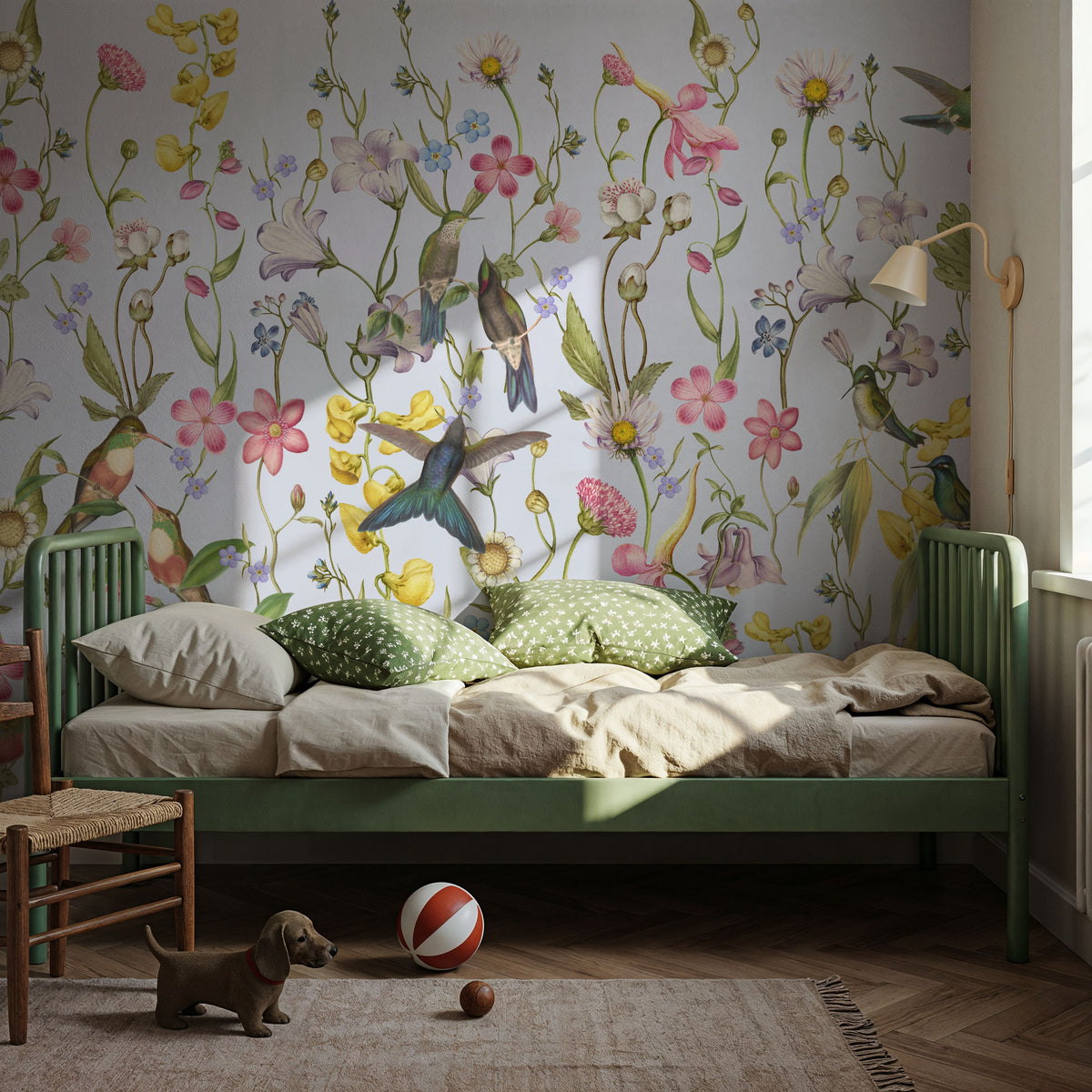 Bird Garden Light Blue Mural Wallpaper - room preview 05