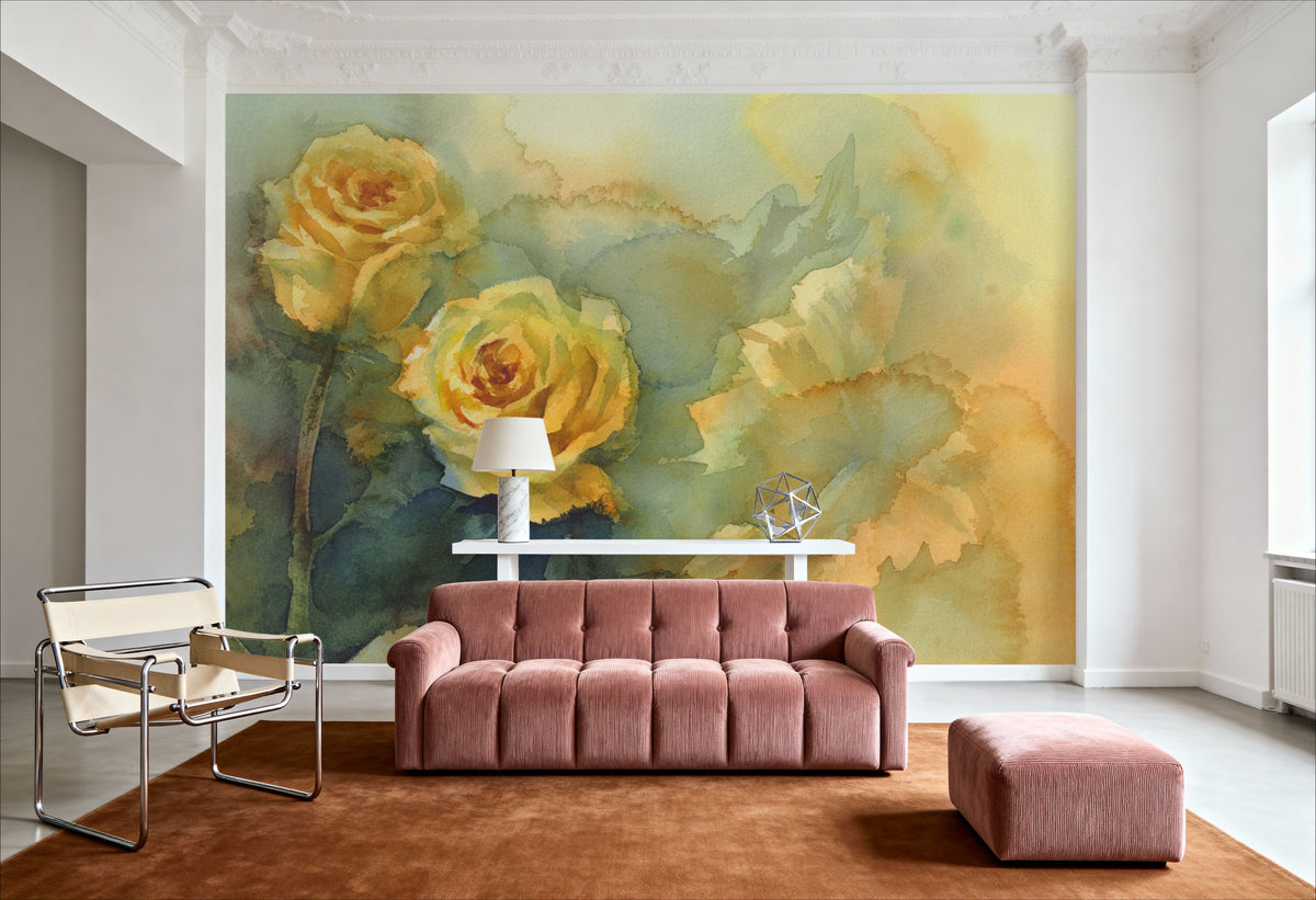Golden Rose Reverie Mural Wallpaper - room preview 05