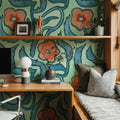 My Flower Green Mural Wallpaper - room preview 05