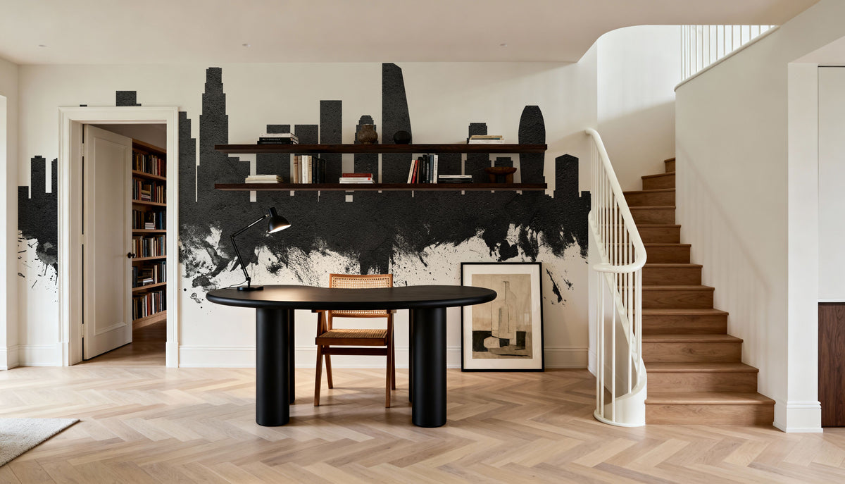 Los Angeles Skyline Black & White Mural Wallpaper - room preview 05