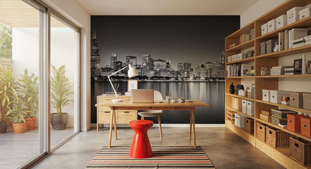 Urban Mirror Skyline Mural Wallpaper - room preview 05