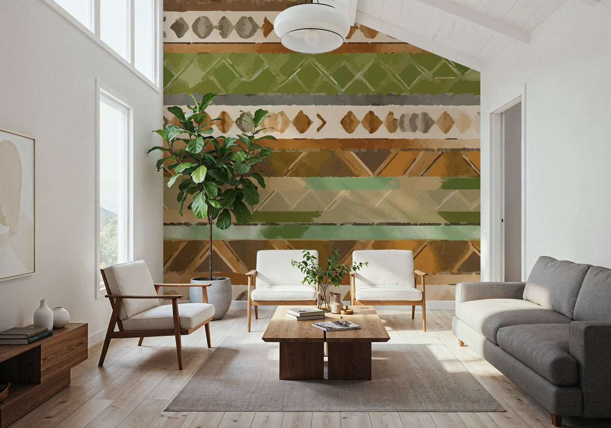 Aztec Stripes Mural Wallpaper - room preview 05