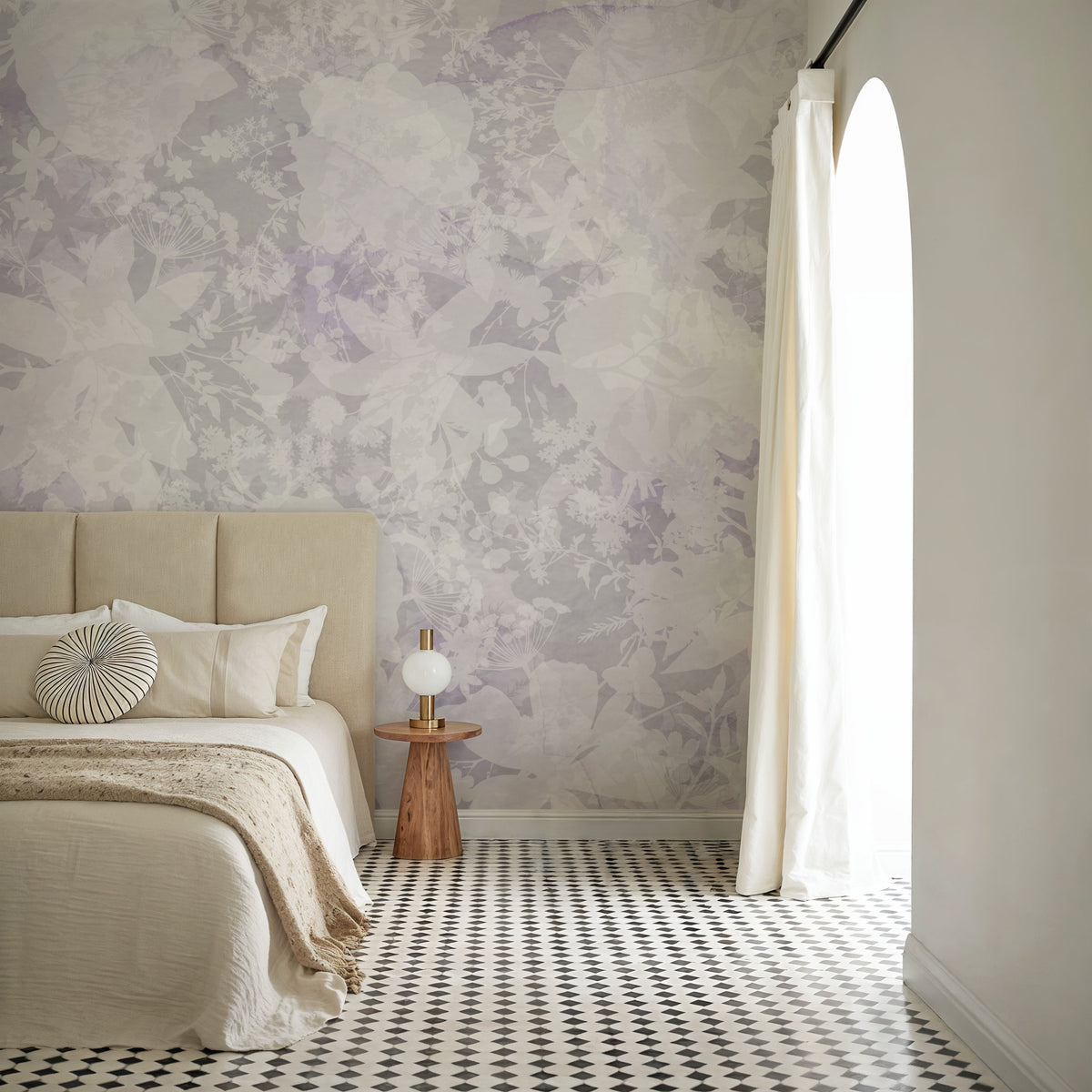 Flower Silhouette Purple Mural Wallpaper - room preview 05