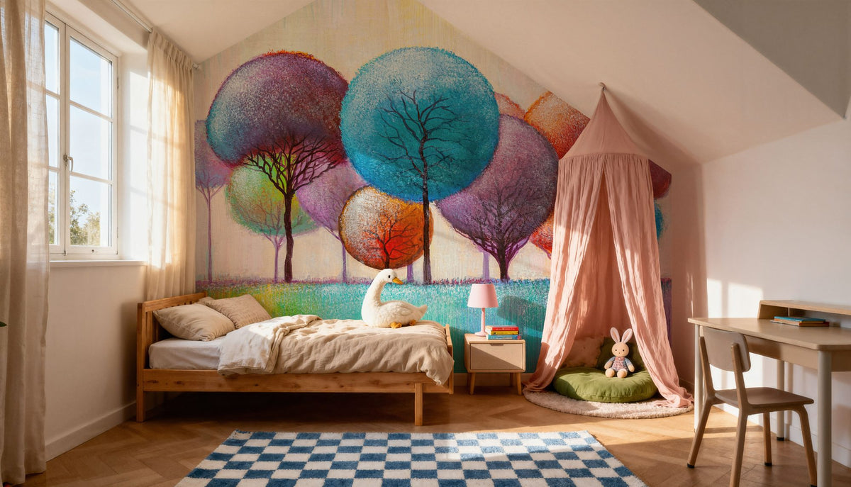 Whimsical Tree Grove Mural Wallpaper - room preview 05