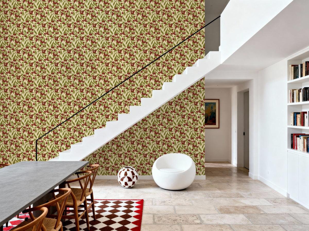 Autumn Berries, Red Mural Wallpaper - room preview 05