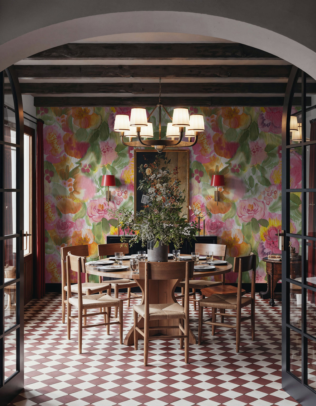 Colourful Watercolor Painted Floral Mural Wallpaper - room preview 05