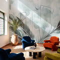 Feather Geometry Teal Mural Wallpaper - room preview 05