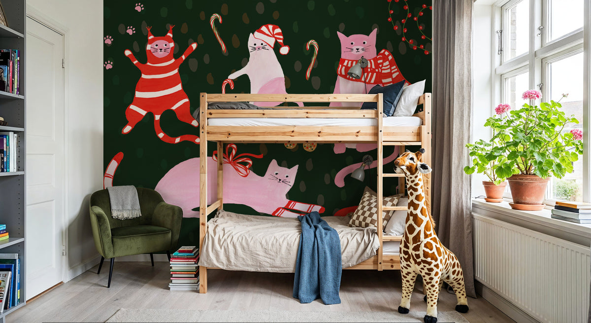 Mischief Kitty Christmas I Mural Wallpaper - room preview 05