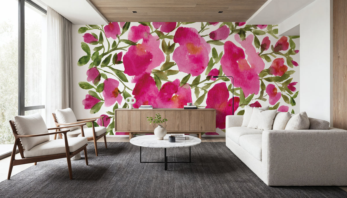 Rose Blooms Mural Wallpaper - Red Tone - room preview 05