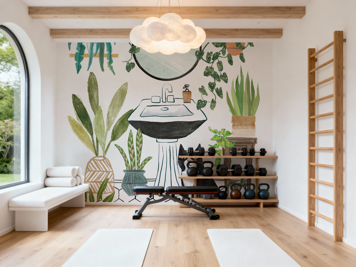 Urban Jungle Bath I Pet Mural Wallpaper - room preview 05