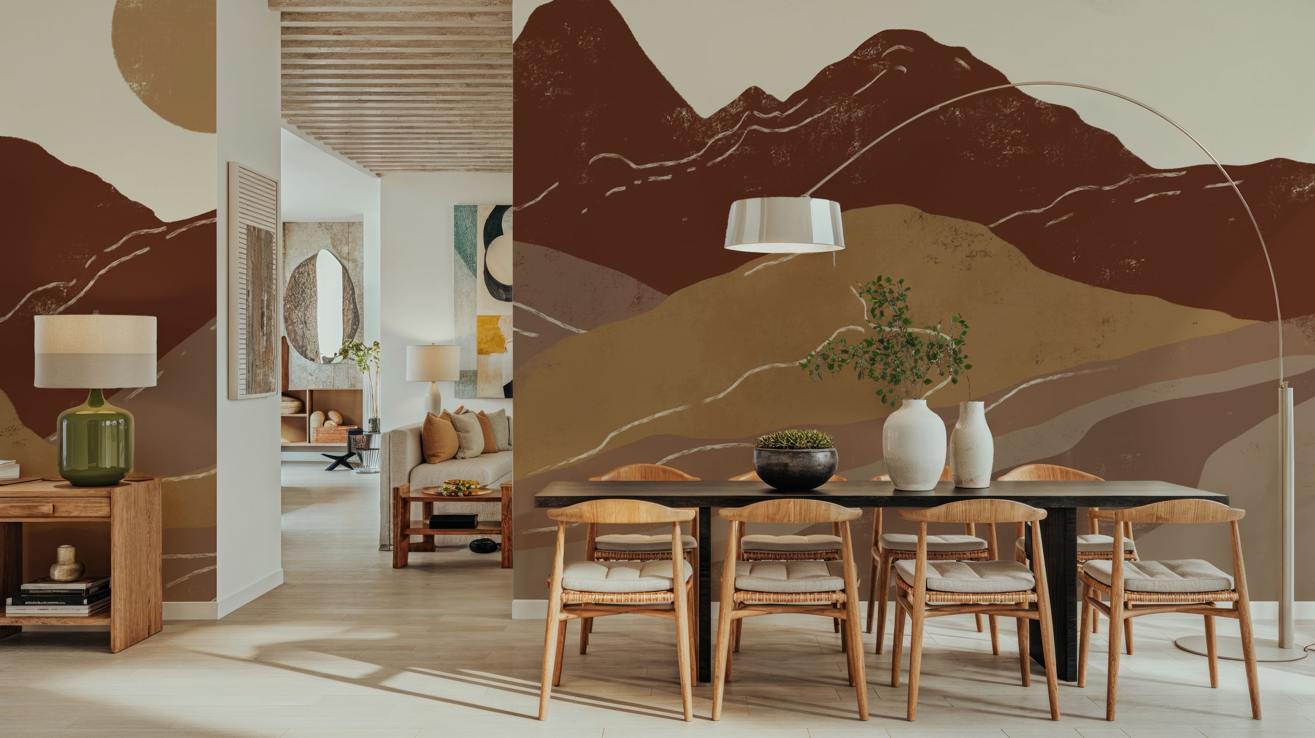 Beige Peruvian Trails Mural Wallpaper