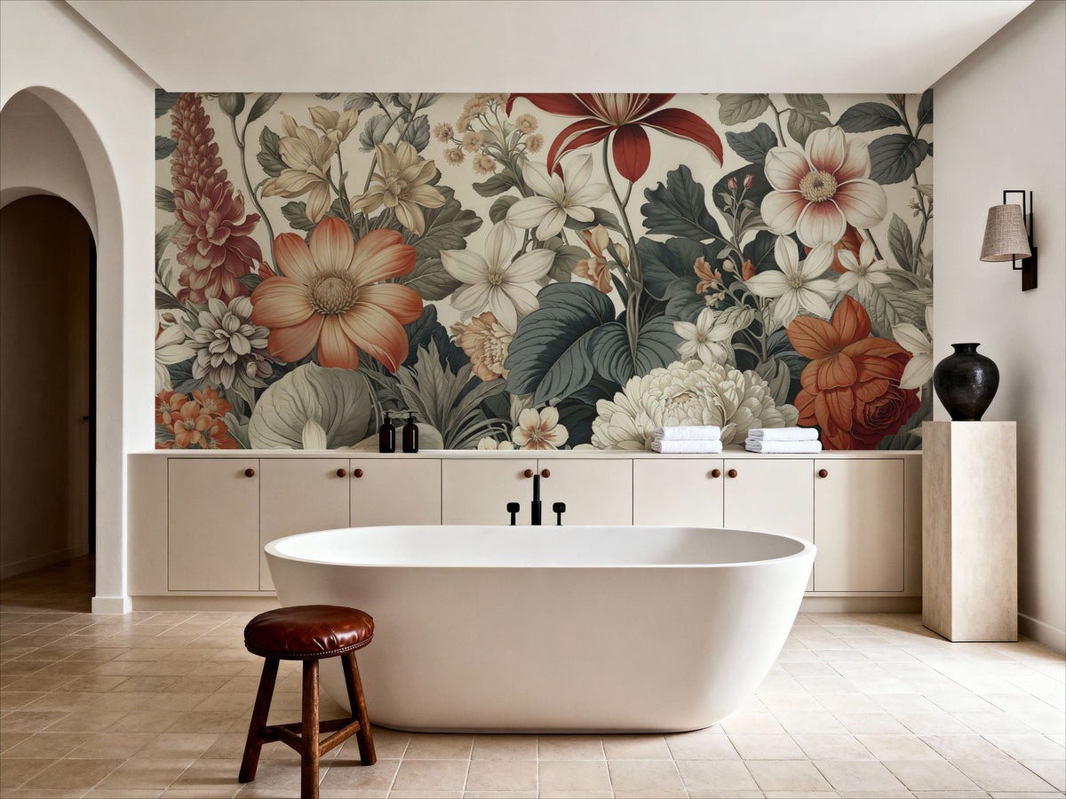 Dahlia Days, Orange Mural Wallpaper - room preview 05