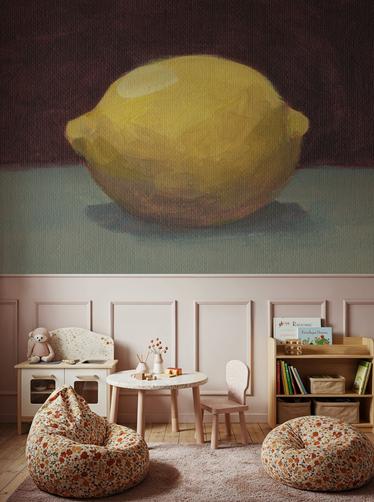 Lemon on Green Mural Wallpaper - room preview 05