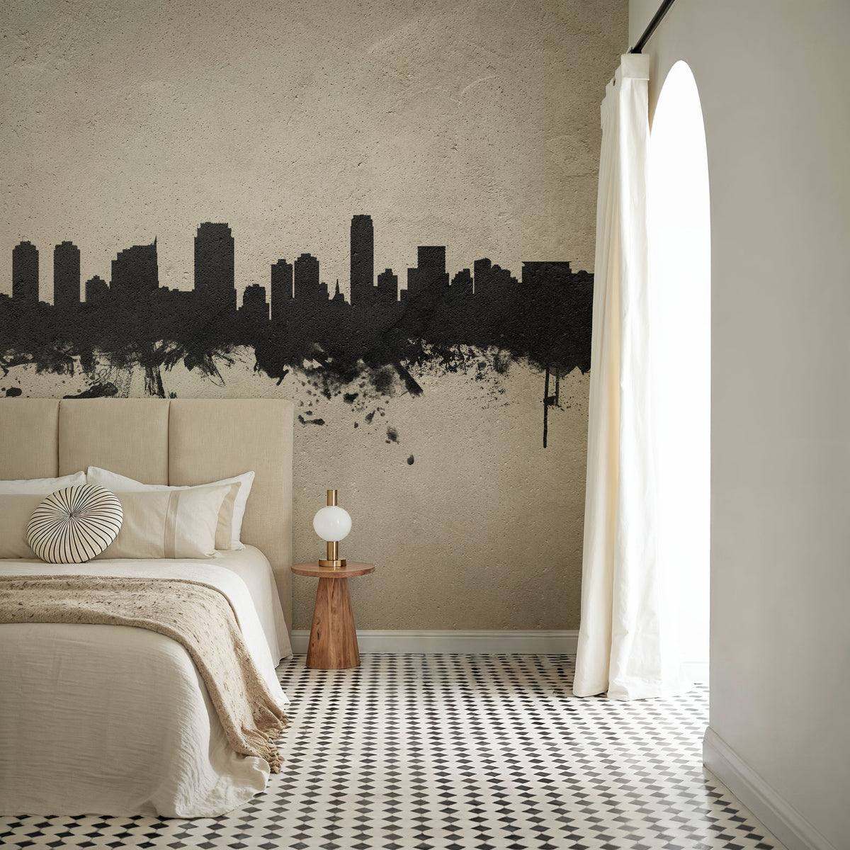 Jersey City New York Skyline Concrete Mural Wallpaper - room preview 05