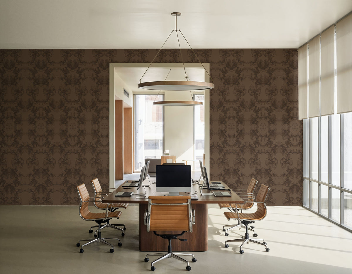 Flower Bridges Small Brown Mural Wallpaper - room preview 05