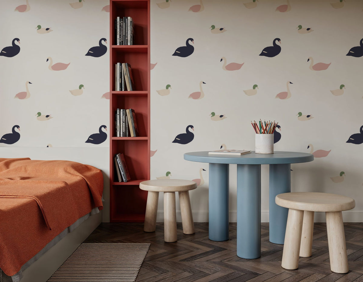 Swan Lake Mural Wallpaper - room preview 05