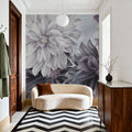 Focus on the Dahlia Gray Mural Wallpaper - room preview 05