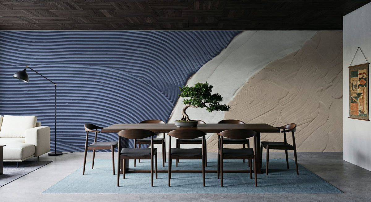 Neutral Ocean Dark Mural Wallpaper - room preview 05