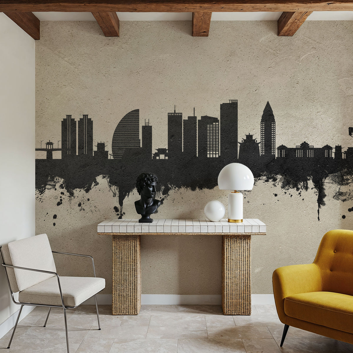 Ulaanbaatar Mongolia Skyline Concrete Mural Wallpaper - room preview 05