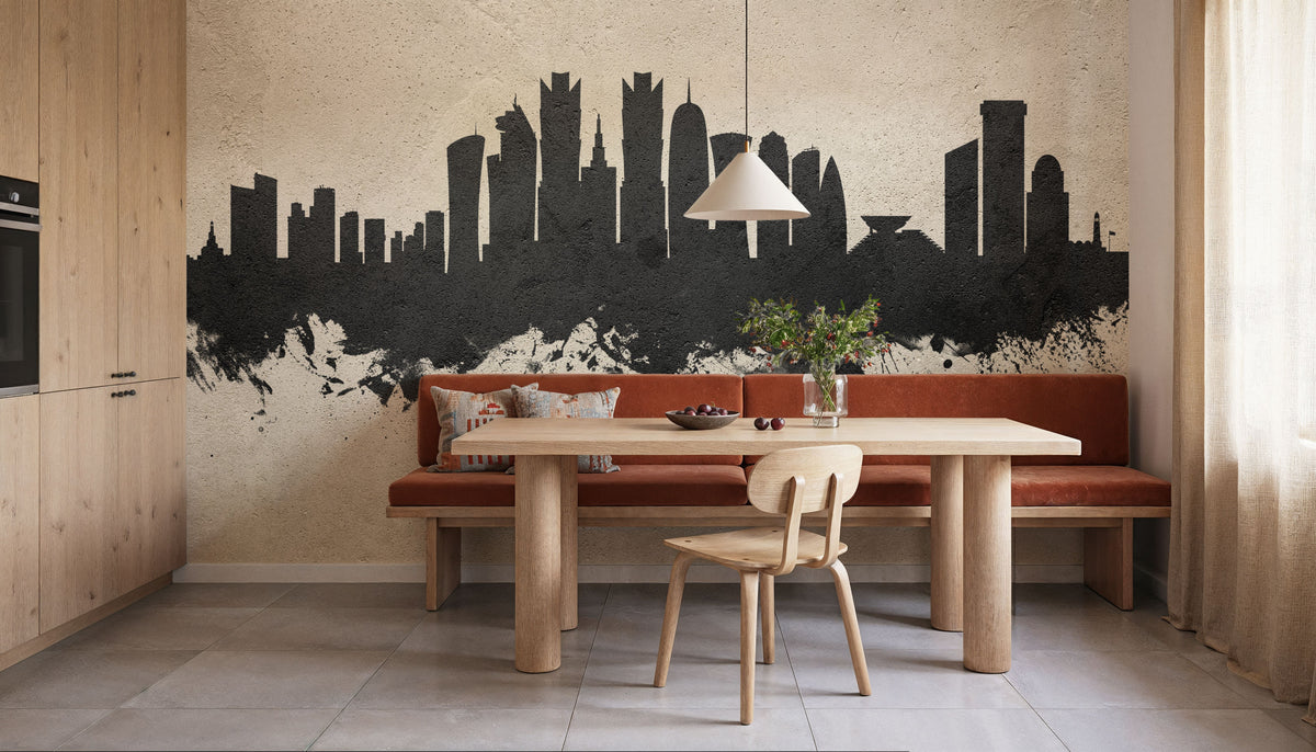 Doha Qatar Skyline Concrete Mural Wallpaper - room preview 05
